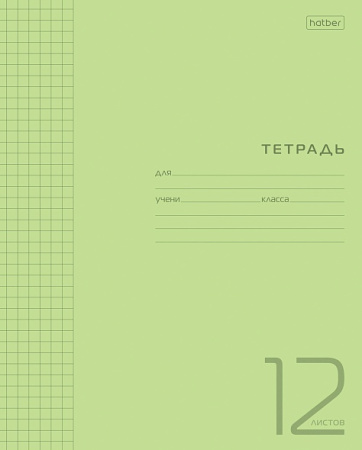 Тетрадь 12л клетка Зеленая, пластик. обл. v.1