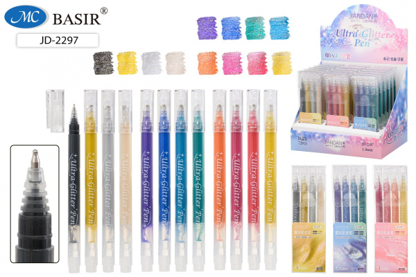 Набор гелевых ручек  4цв. с блёстками  1,0мм