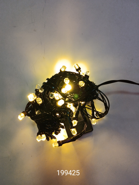 яЭл.Гирлянда 100 LED d 0,4 Теплый белый черн. провод