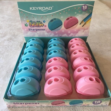 Точилка пластик с контейнером 2 отв. Keyroad Pastel Glitter v.1