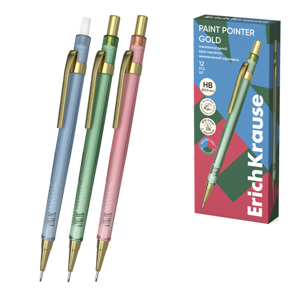 Карандаш авт 0,5мм Paint Pointer Gold с ластиком HB