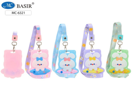 Бейдж 105*85мм Зайка, фигурный, силикон, на ленте