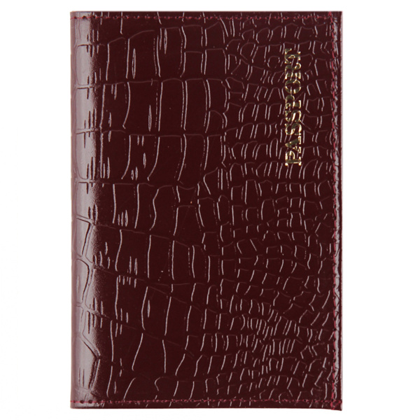 Обложка/паспорта "Cayman" красная, кожа, лак, тисн. фольгой