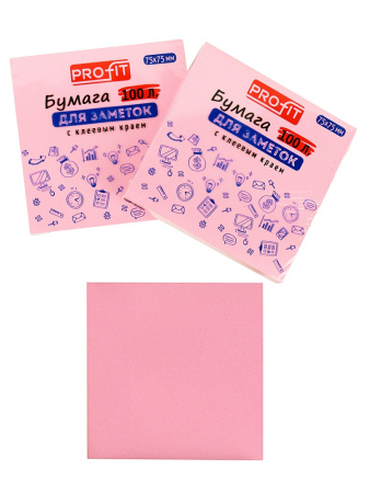 Стикер 75х75мм розовый 100л