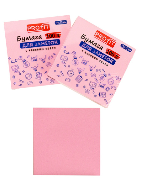 Стикер 75х75мм розовый 100л