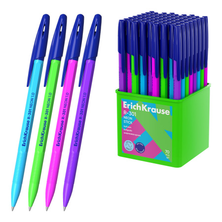 Ручка шарик. EK R-301 Stick Neon синяя, 1,0мм