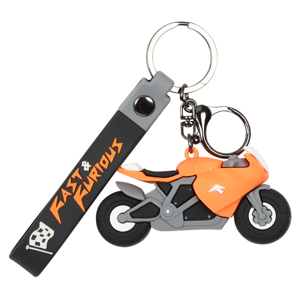 Брелок пластик Мотоцикл оранжевый