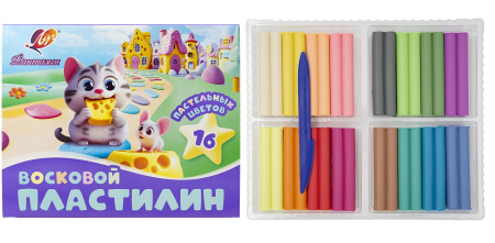 Пластилин Фантазия 16цв. восковой ПАСТЕЛЬНЫЙ