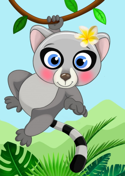 Алмазная мозаика 30*40см Лемурчик