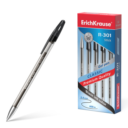 Ручка гель R-301 ЕК Gel Stick Classic черная 0,5мм