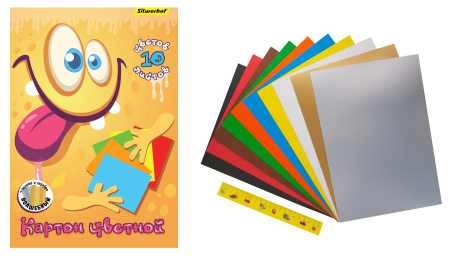 Картон цв. А4 10л(10цв) немелованый Монстрики АКЦИЯ