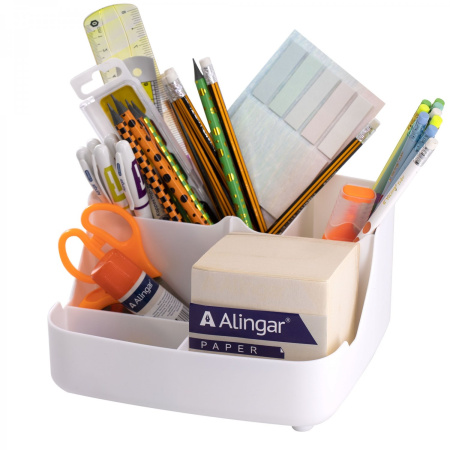 Подставка /канц.принадл. Прямоугольная белая, 5отд.