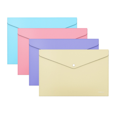 Папка-конверт кнопка А4 Diagonal Pastel непрозрачная ассорти