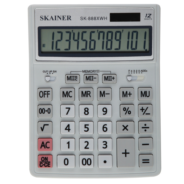 Калькулятор бух. 12разр. дв.пит., 2 памяти, большой дисплей Белый