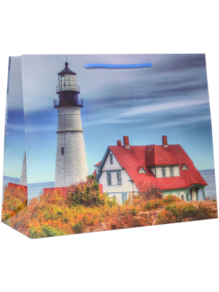 Пакет подарочный 18*23 Маяк на берегу моря  (горизонтальный)