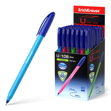 Ручка шарик. EK U-108 Neon Stick 1,0мм, синяя Ultra Glid
