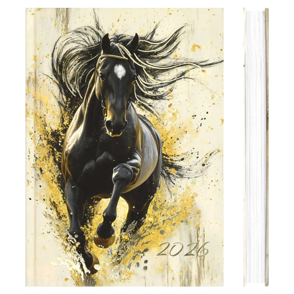 Ежедневник.2026г А5 7Бц Вороной конь, фольга 160л