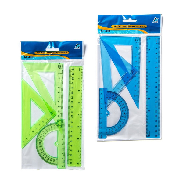 Линейки 4 пр.(лин.20см,треуг. 2шт, тр-р) н-р