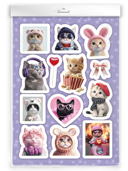 Наклейки А5 Любимые стикеры. Коты в образе