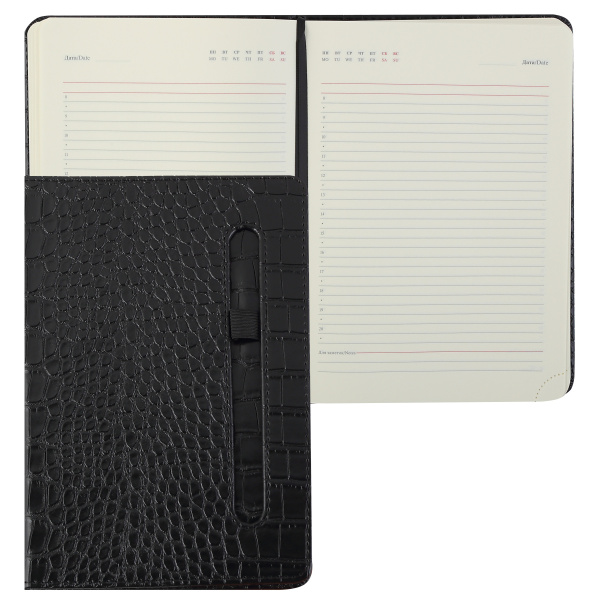Ежедневник А5 7БЦ Croco чёрный, кожзам, поролон, 168л
