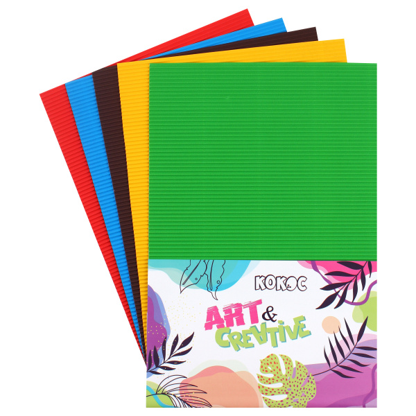 Картон цв.-гофриров. 5л (5цв) немелованный в пакете