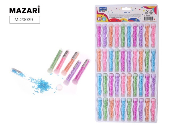 Бисер 6цв 6гр 3мм, пластик. туба