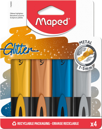 Маркер текст. набор 4цв. Fluo Pep`s Glitter с блестками АКЦИЯ