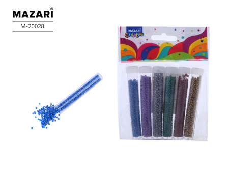 Бисер 6цв 7гр 2мм, пластик.туба