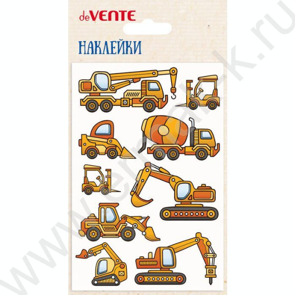 Наклейки А5 Строительная техника, объёмные многоразовые