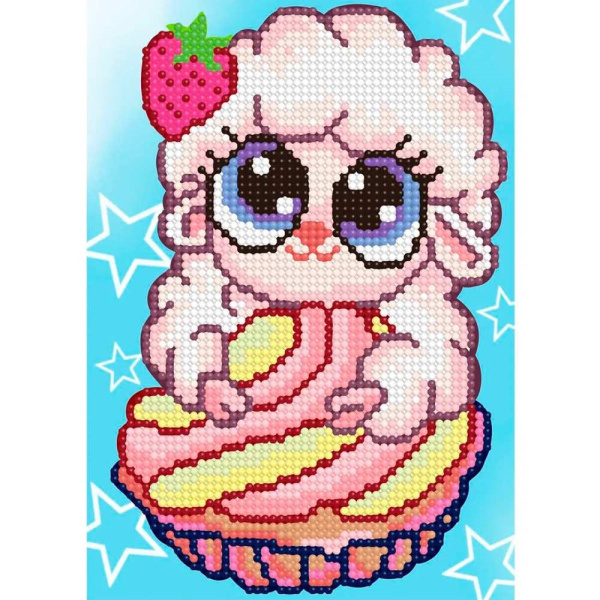 Алмазная мозаика на картоне 15*21см Милая овечка