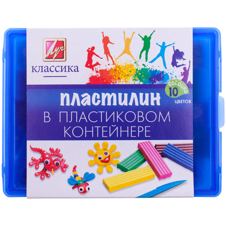 Пластилин Классик 10цв. пластмассовый пенал