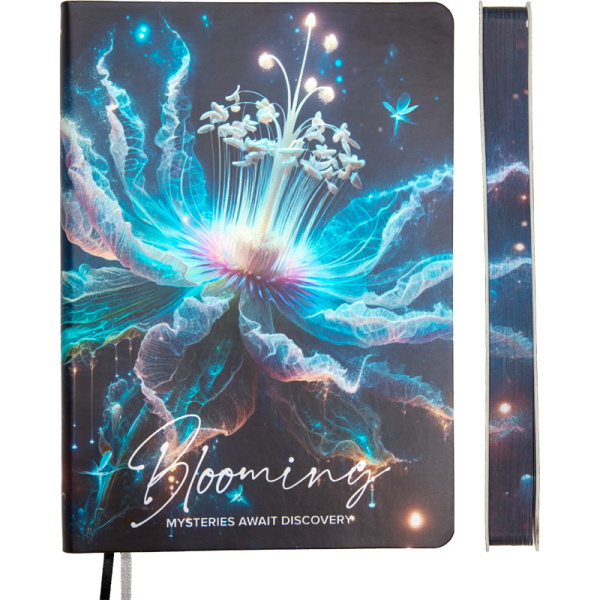 Ежедневник А5 Мягк.обл. Blooming голубой цветок, иск.кожа, 160л