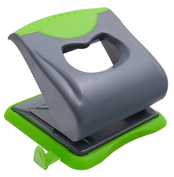 Дырокол 30л Qredo метал.корпус, серо-зеленый, с линейкой АКЦИЯ