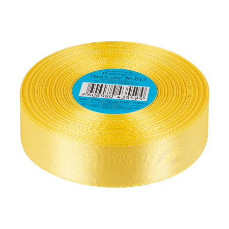 Лента декоративная Атласная 2,5смх33м Жёлтая