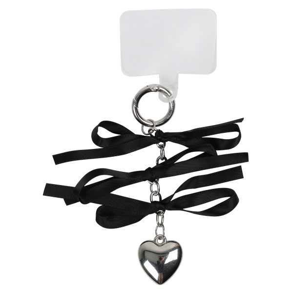 Брелок Bow and heart 12см металл/текстиль АКЦИЯ