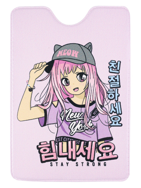 Обложка на пропуск/проездной "Девочка из аниме" ПВХ  ОП-7625