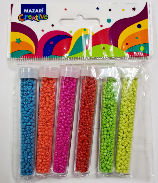Бисер 6цв 7гр 2мм, пластик.туба