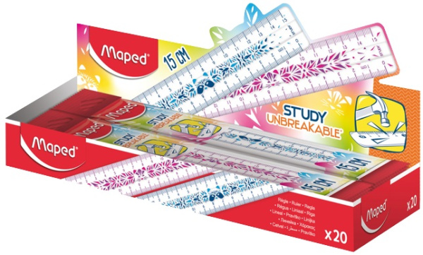 Линейка пластик 30см Study Unbreakable Суперпрочная АКЦИЯ