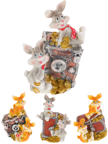 Копилка Зайки с сундуком, в ассортименте