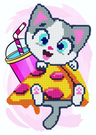 Алмазная мозаика на картоне 15*21см Ура, пицца!