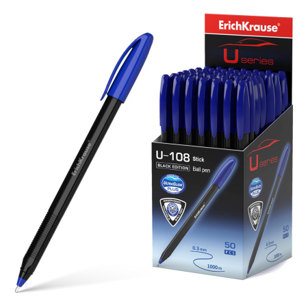 Ручка шарик. EK U-108 Black Edition Stick синяя 1,0мм