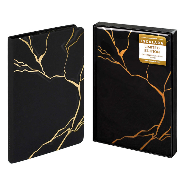 Ежедневник А5 7Бц Escalada Софт-тач чёрный, кожзам, 120л