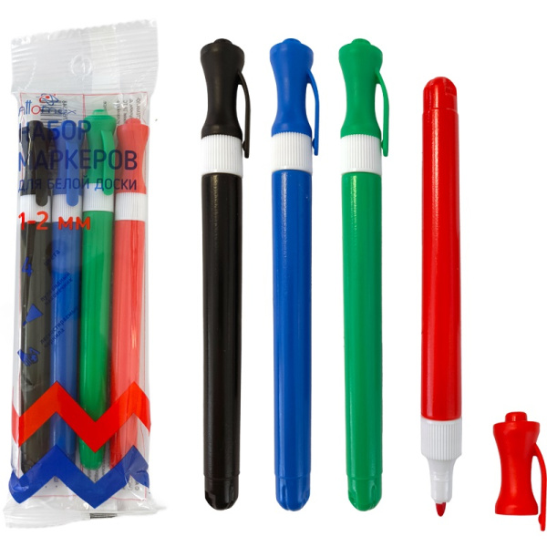 Маркер д/доски  набор 4цв. 2,0мм Ergonomy