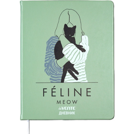 Дневник шк. 7БЦ/д. Feline Meow, иск.кожа, шелкограф.