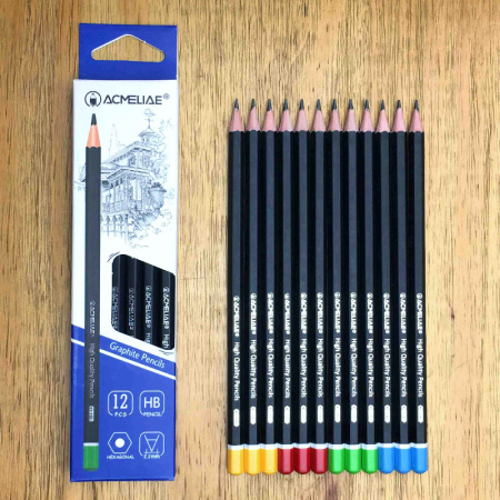 Карандаш ч/гр  Acmeliae НВ шестигранный черный корпус