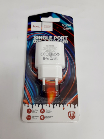 Зарядное устр-во 220В USB Hoco C109A 2,1A 10,5Вт белый