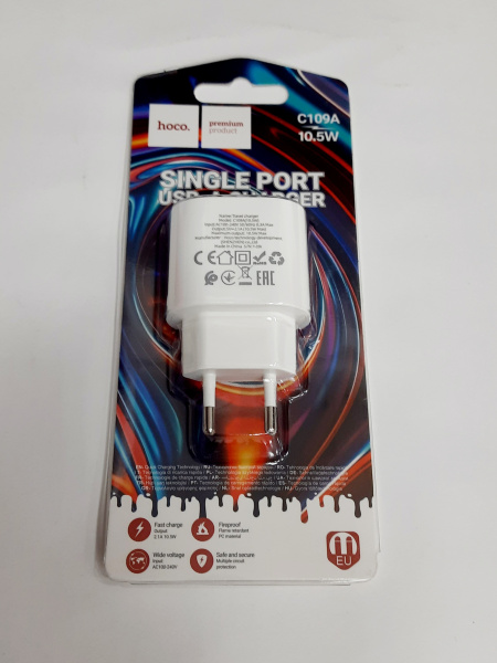Зарядное устр-во 220В USB Hoco C109A 2,1A 10,5Вт белый