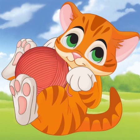 Алмазная мозаика частичная 30*30см Игривый котёнок