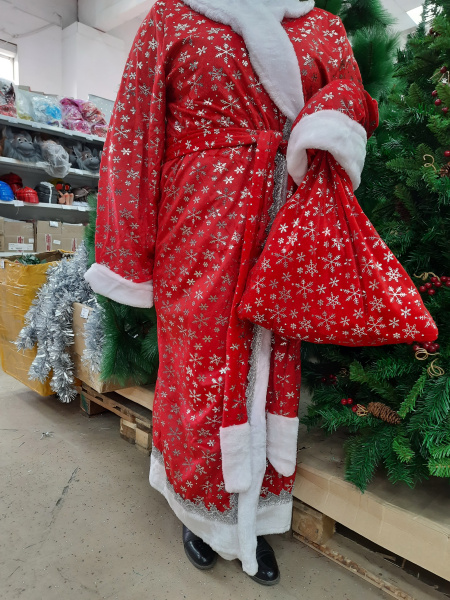 яКостюм Дед Мороз (атлас) со снежинками