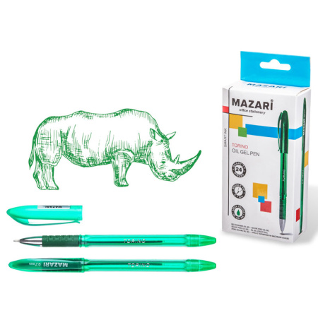 Ручка шарик. Mazari Torino 0,7мм зеленая, масл.осн. игол. након